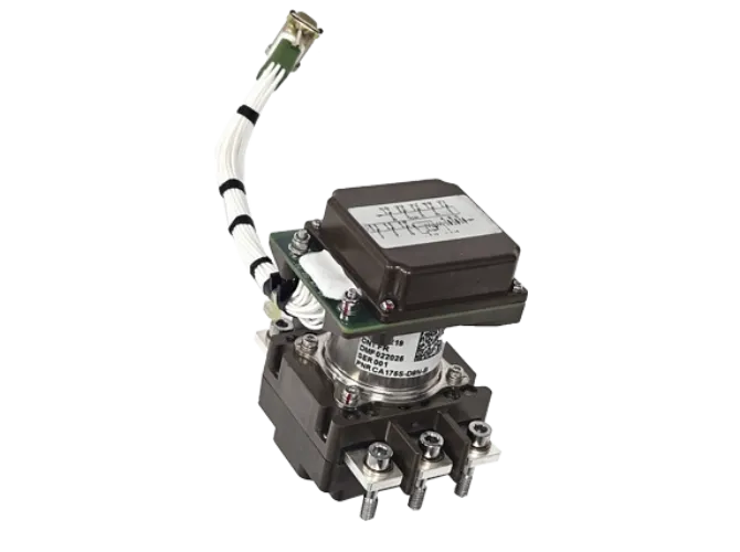 Electrical transformer with wires and connectors.