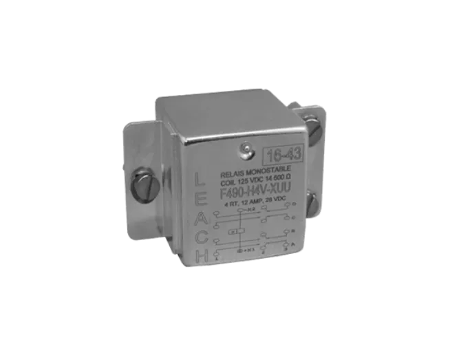 Metal industrial relay with technical specifications.