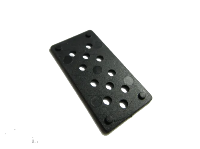 Rectangular perforated plastic domino piece