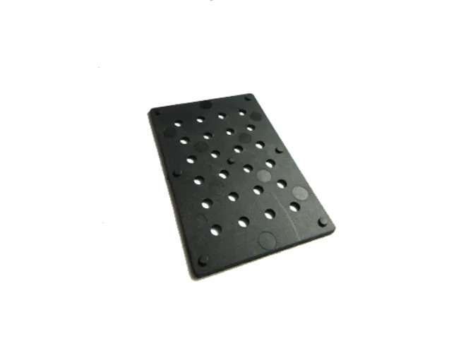 Black perforated rectangle with round holes