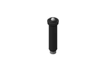 Black cylindrical object with a silver button on top.